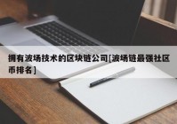 拥有波场技术的区块链公司[波场链最强社区币排名]